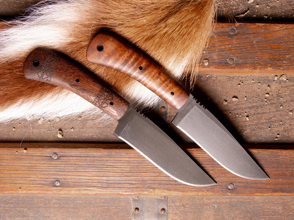 Winkler Knives Woodsman with sculpted maple handle and leather sheath